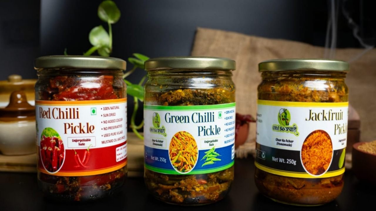 Signature homemade pickles – Red Chilli, Green Chilli, and Jackfruit from Oh! So Achari.